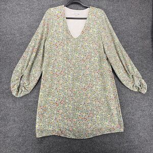 Louna Dress Womens L Floral V-Neck Shift Mini Boho Cottagecore Feminine Coquette